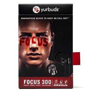 Yurbuds Focus 300 Black Headphones Sport Over-The-Ear Sweat Proof Wired New NWT